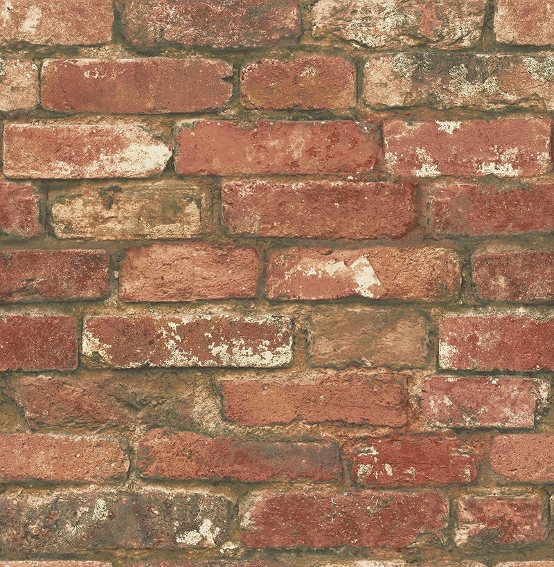 NuWallpaper NU2214 West End Brick Peel & Stick Wallpaper, Red - Image 1